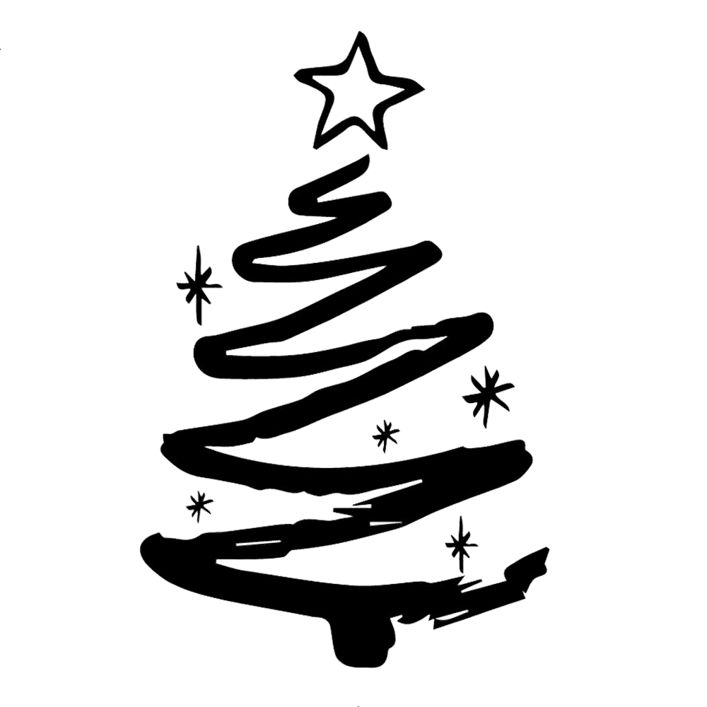 Christmas tree black and white cute clipart for your holiday decorations picture