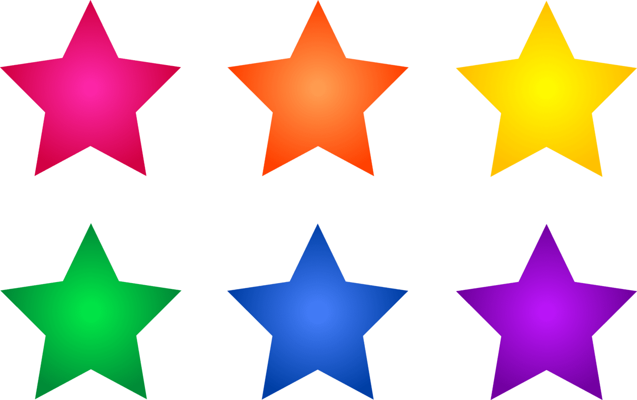 Shapes star images set of six colorful stars clipart library