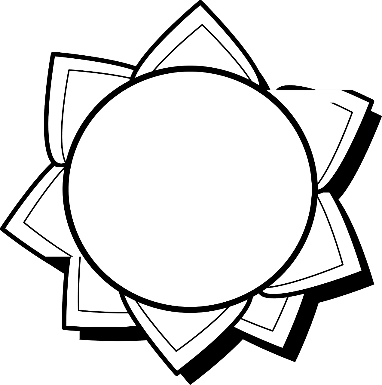 Sun black and white star flower background vector graphic clipart