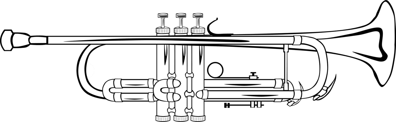 Big image trumpet clipart black and white with no background