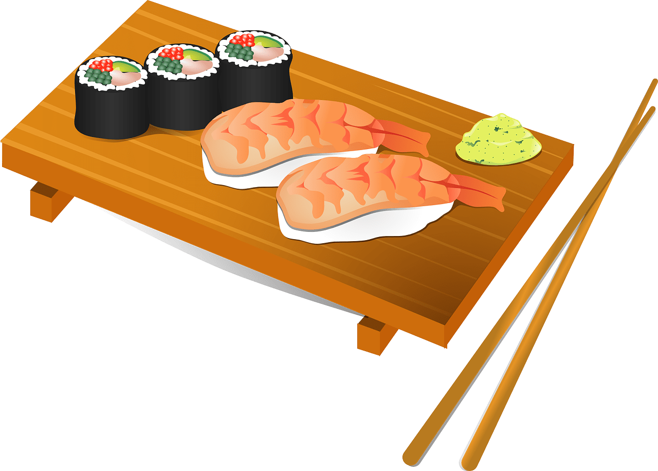 Sushi chopsticks fish vector graphic clipart