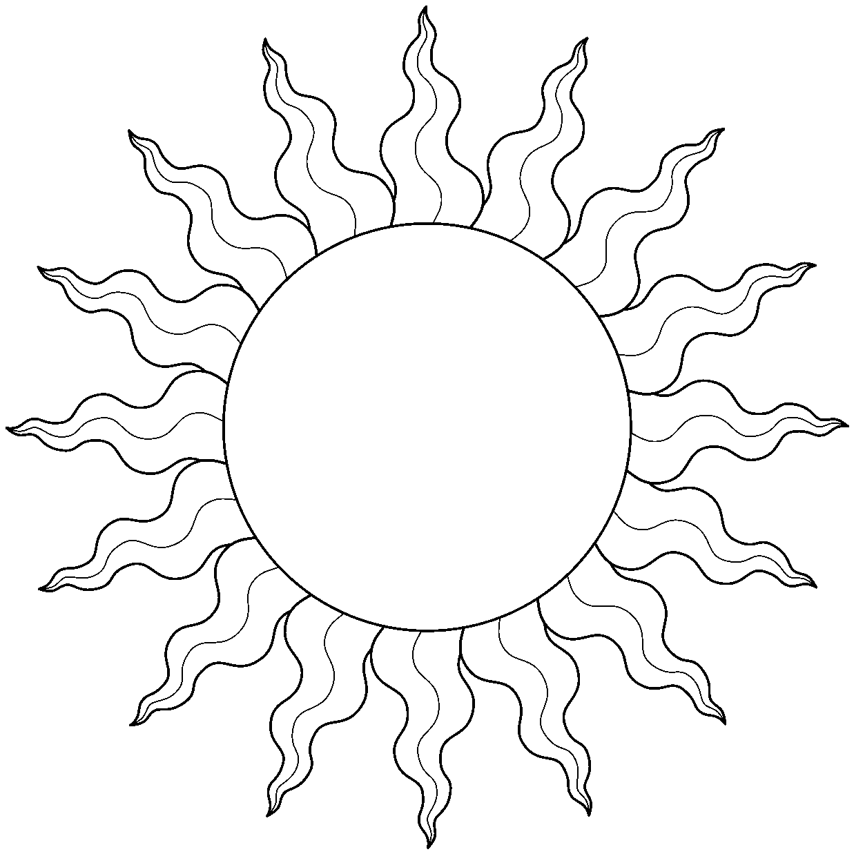 Sun black and white traceable heraldic art clipart vector