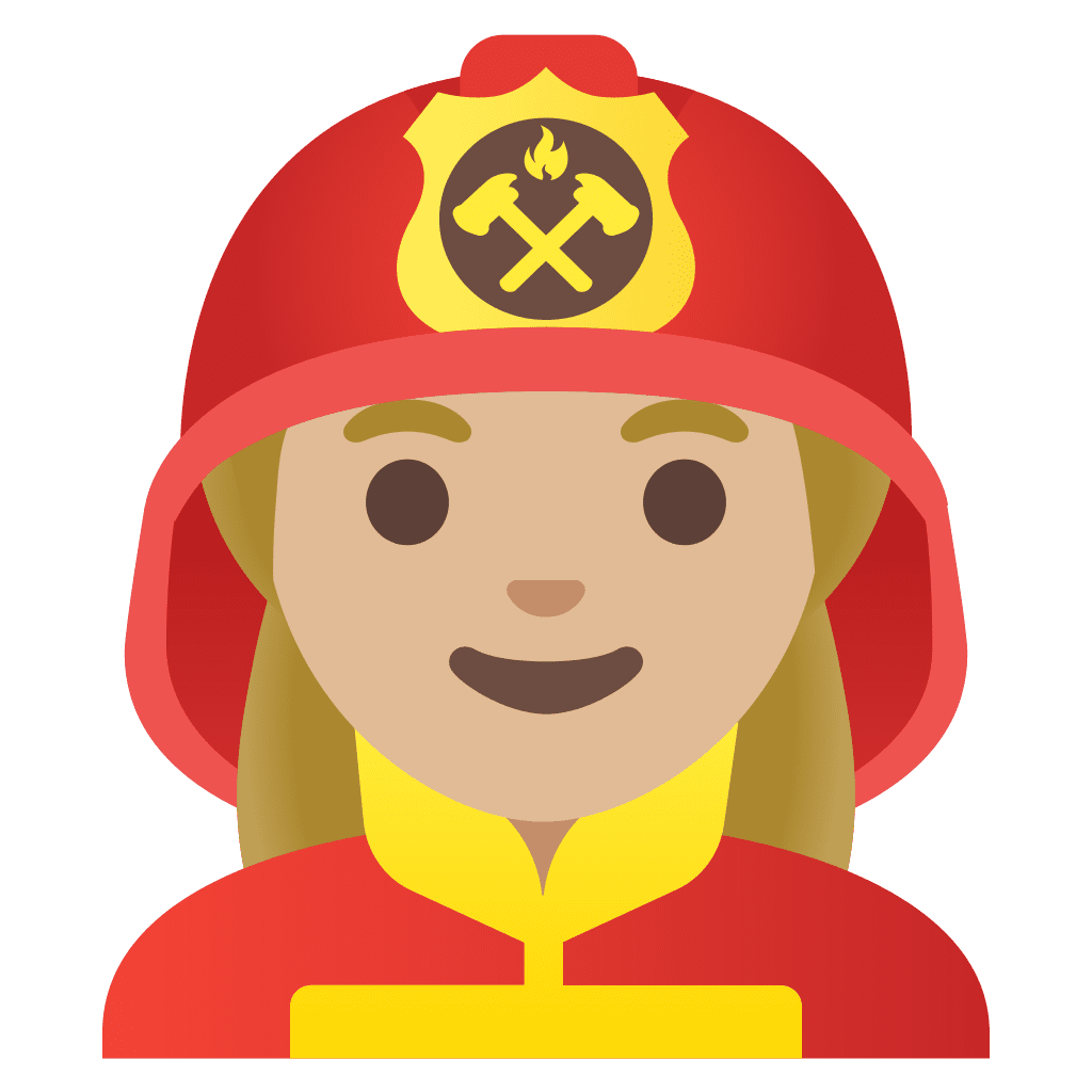 Fire fighter woman firefighter medium light skin tone emoji clipart background