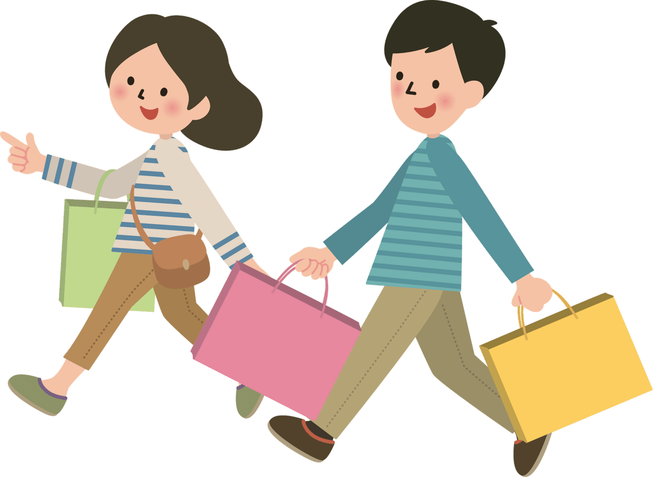 Shopping couple vector clipart images