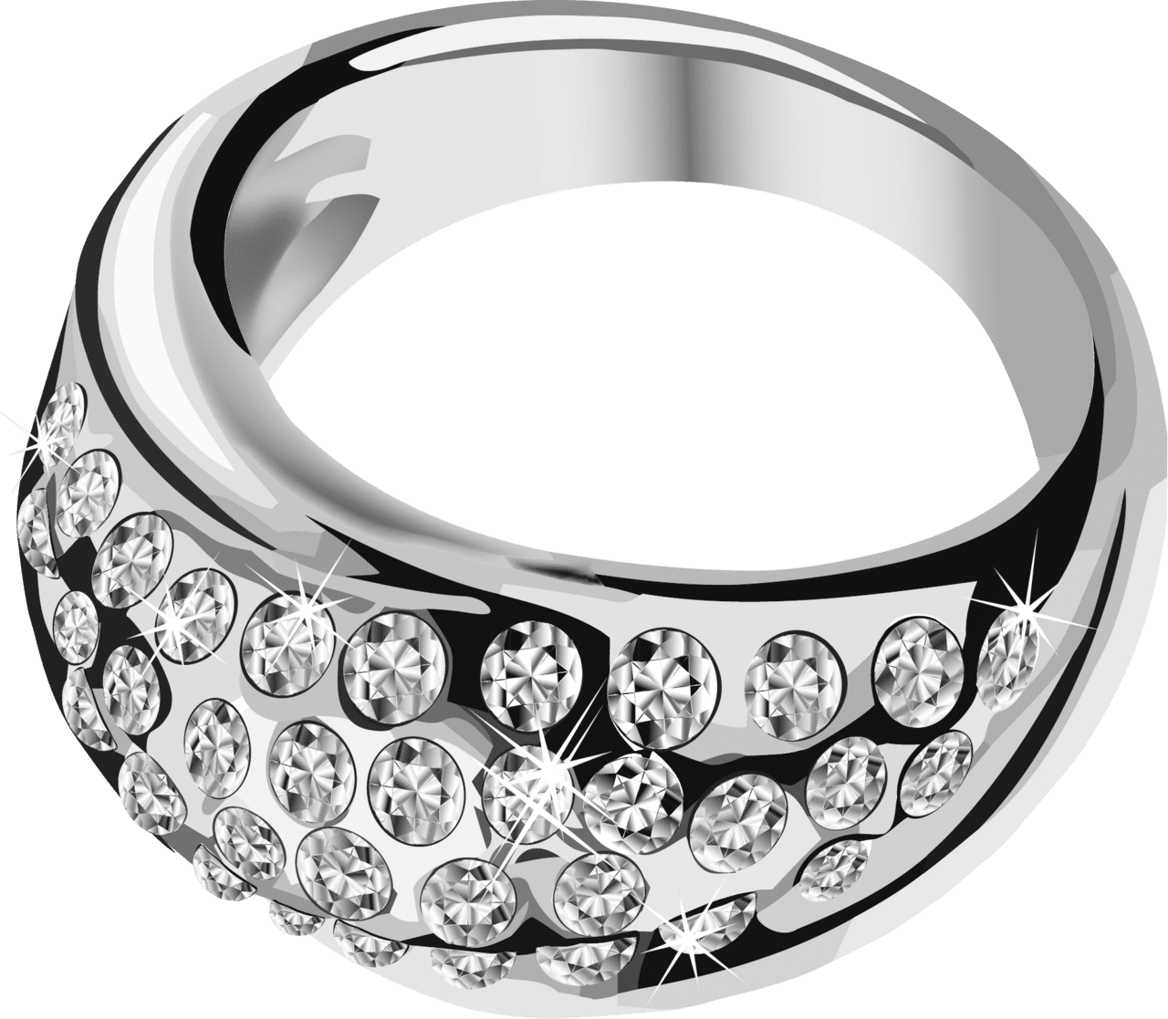 Wedding ring silver with diamond clipart transparent