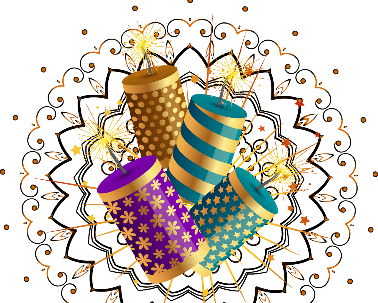 Explosive firecracker design of diwali element image clipart