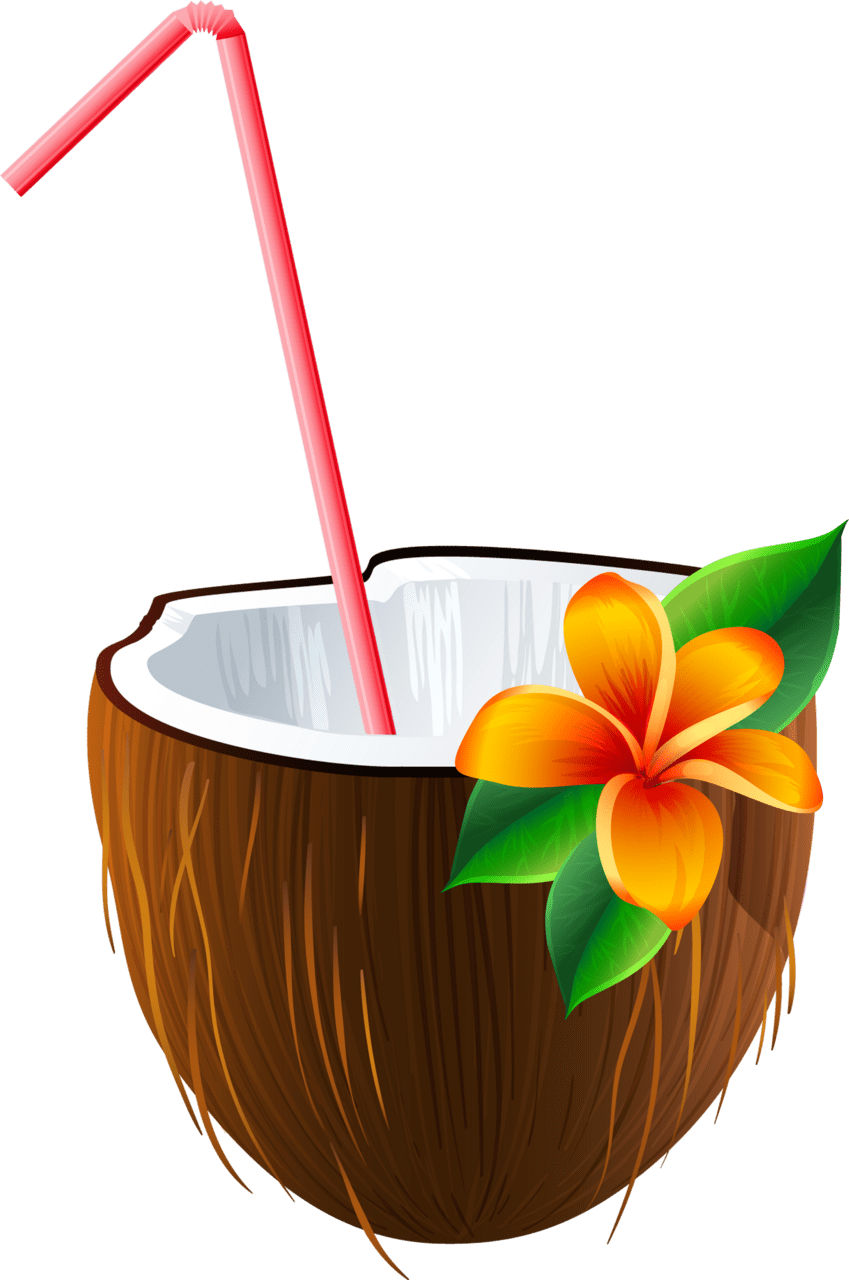 Exotic coconut cocktail clipart image