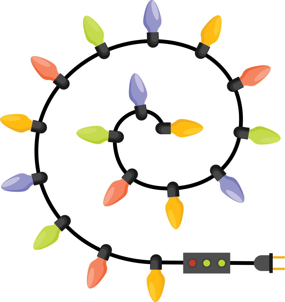 Christmas light garland bulbs vector clipart images