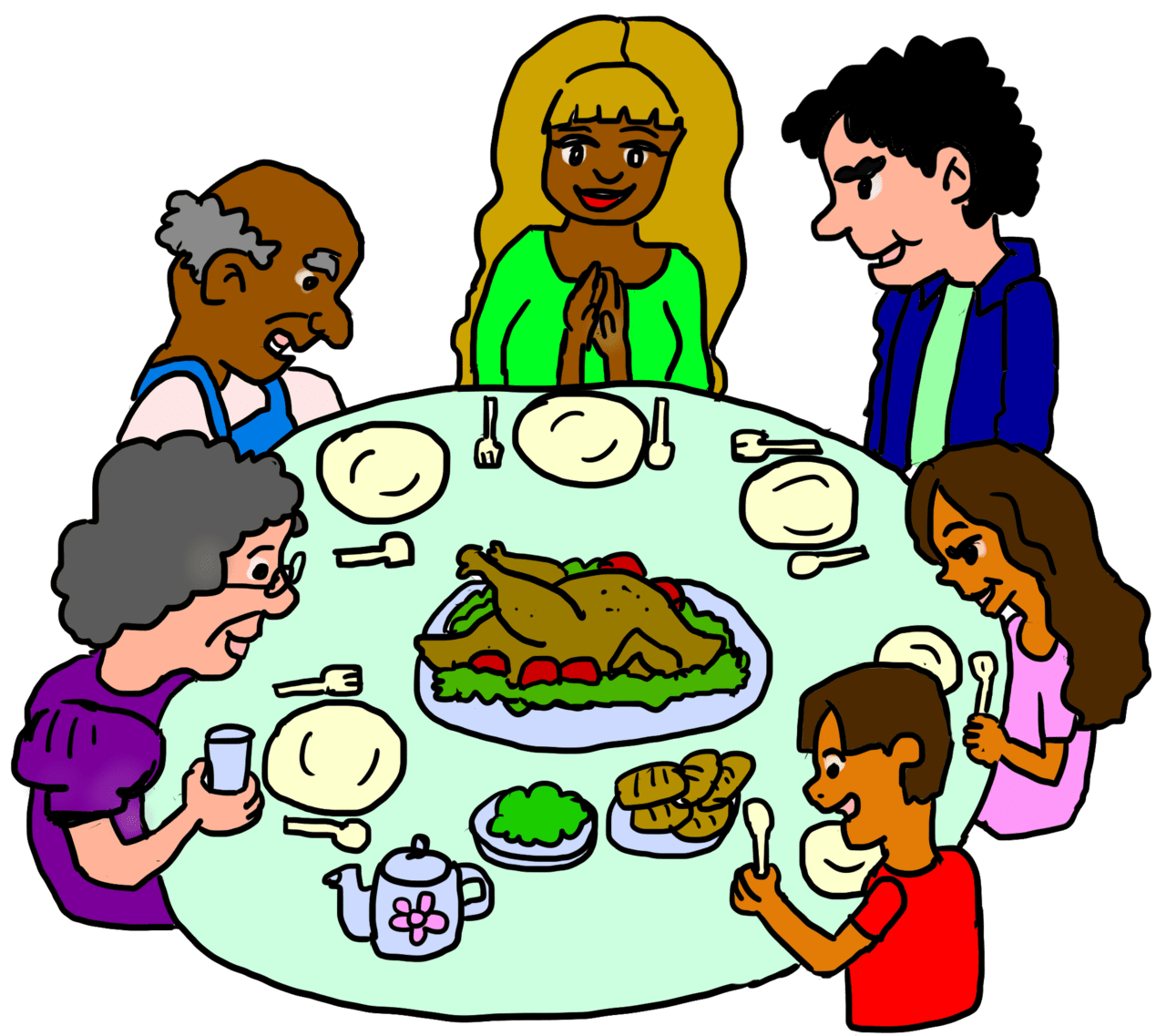 Thanksgiving dinner vector clipart images