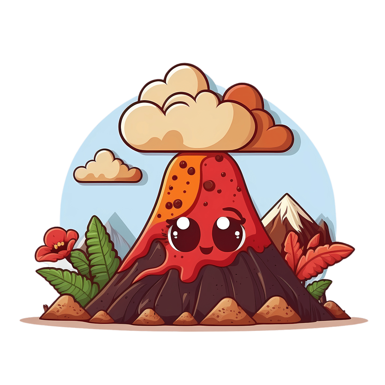 Volcano clouds cartoon image clipart