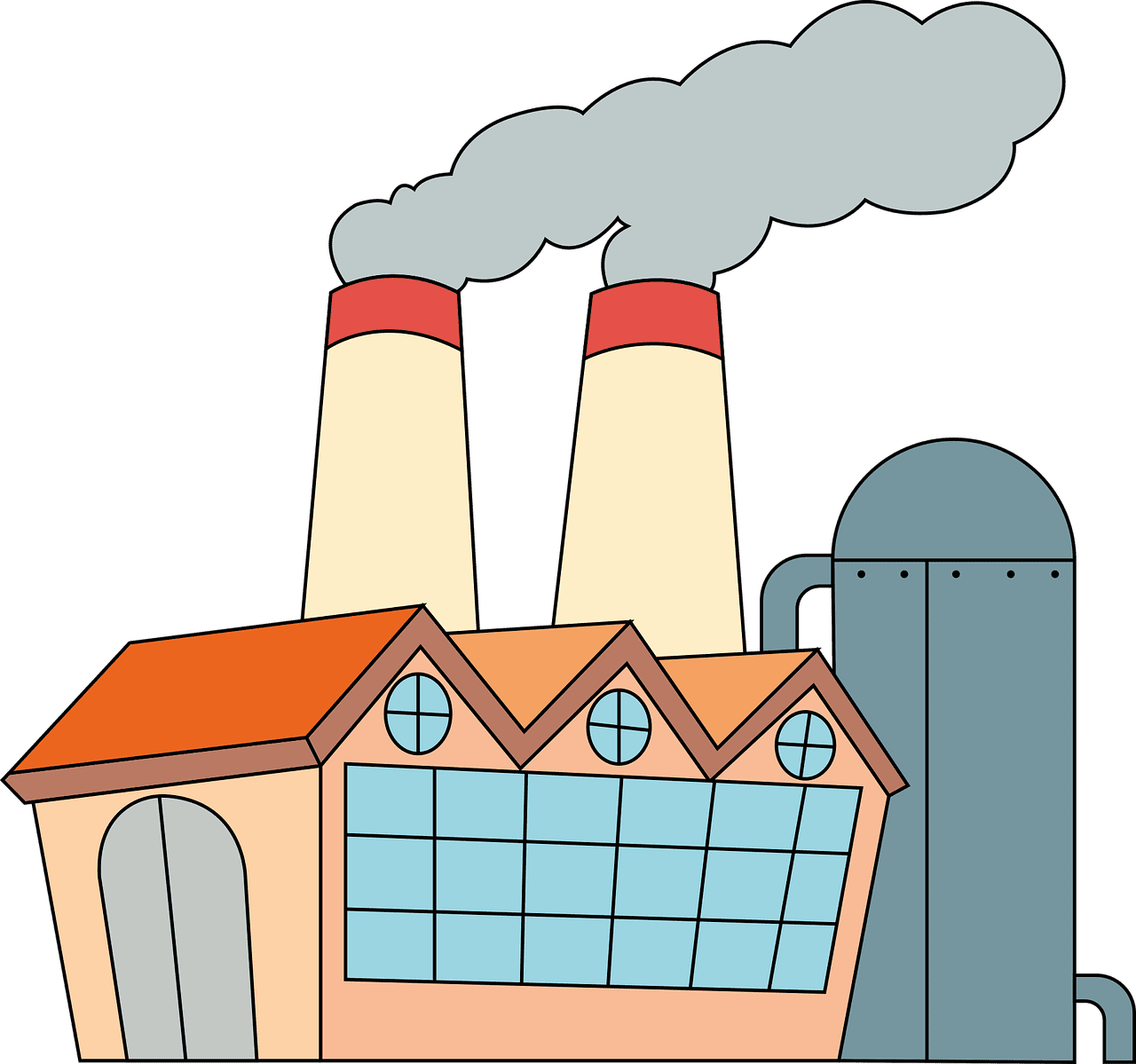 Factory chimney smoke vector graphic clipart