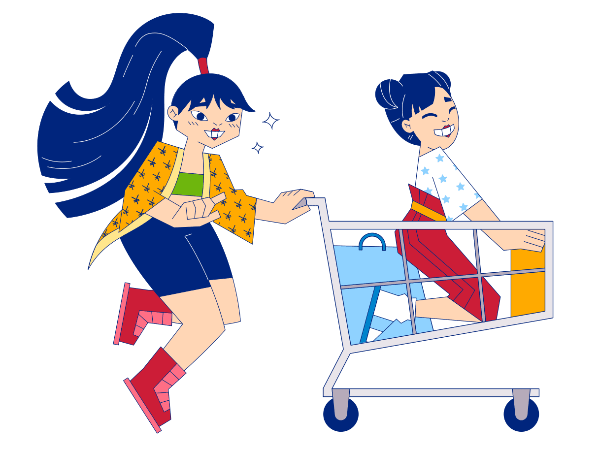 Shopping shopp with friend clipart image