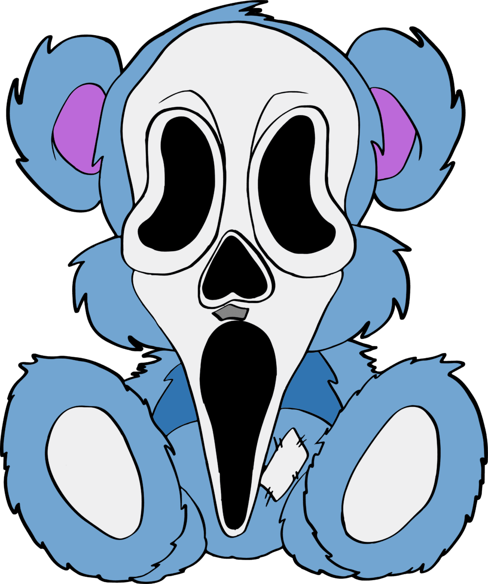 Cute ghost teddy bear scream ghostface clipart transparent