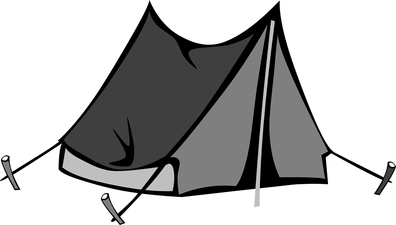 Camp black tent clipart vector