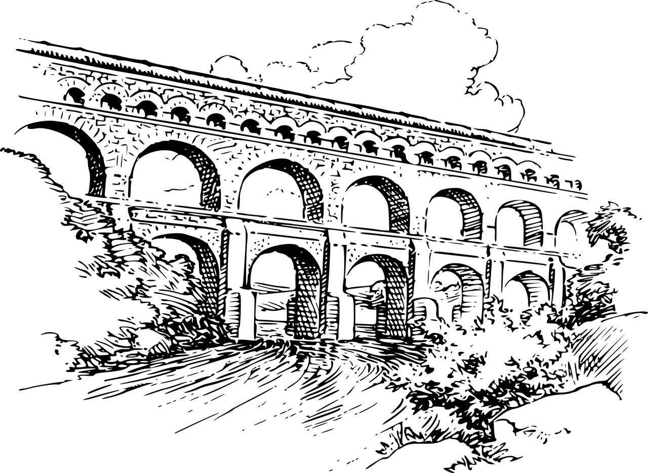 Aqueduct chitecture bridge vector graphic clipart