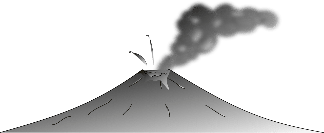 Volcano clipart smoke black and white mayon vector image with no background