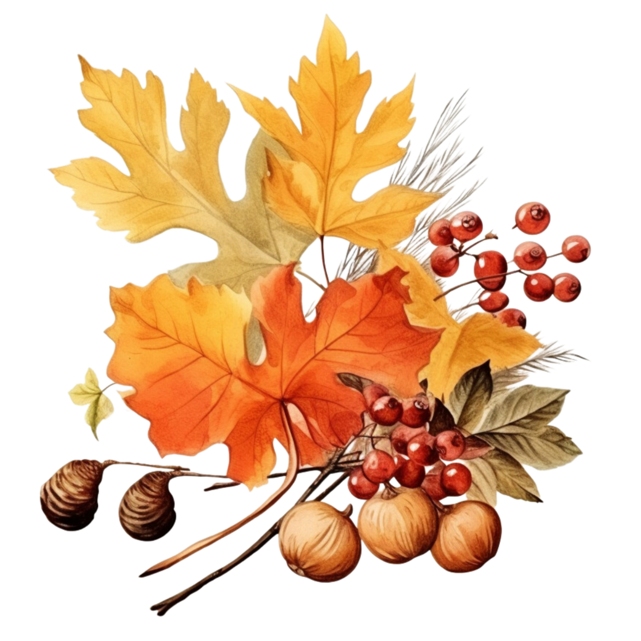 Autumn leaf watercolor clipart mega bundle fall season for sublimation pr transparent