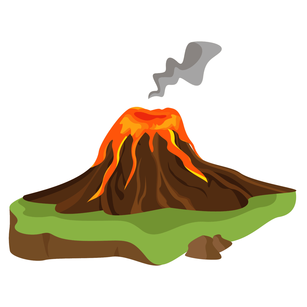 Volcano dark mountain light blue background and clipart image for