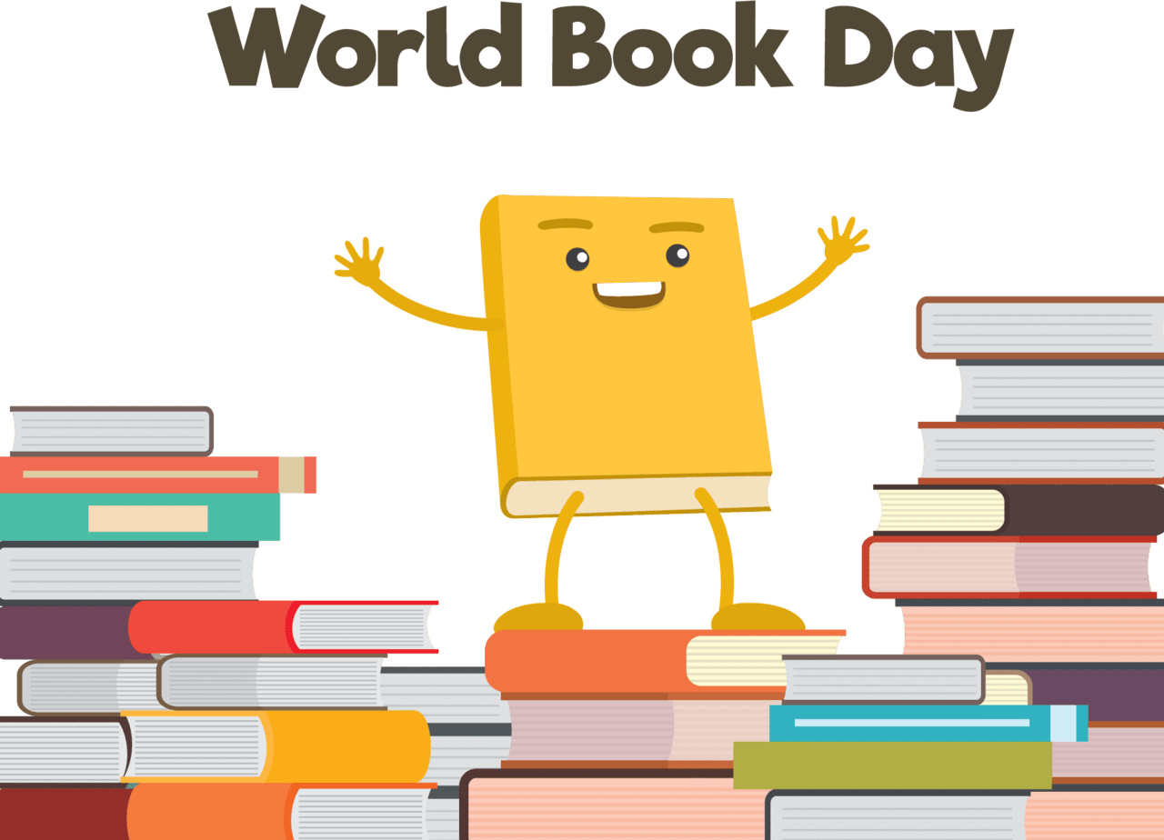 Stack of books yellow book world day clipart logo