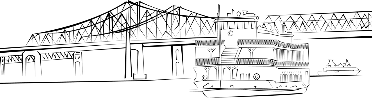 New orleans steam boat with bridge clipart vector clip art