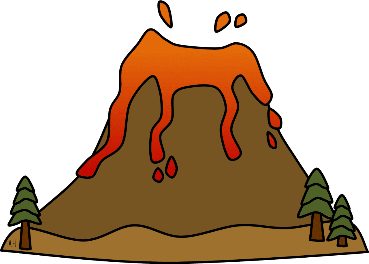 Erupting volcano cartoon clipart free