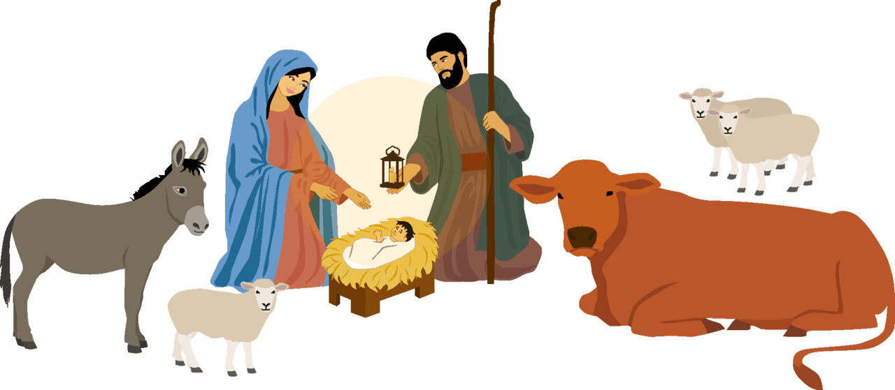 Nativity scene and stable vector clipart images