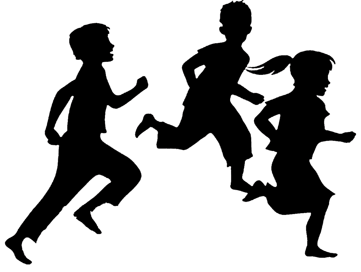 Runner child silhouette running clipart jogging vector