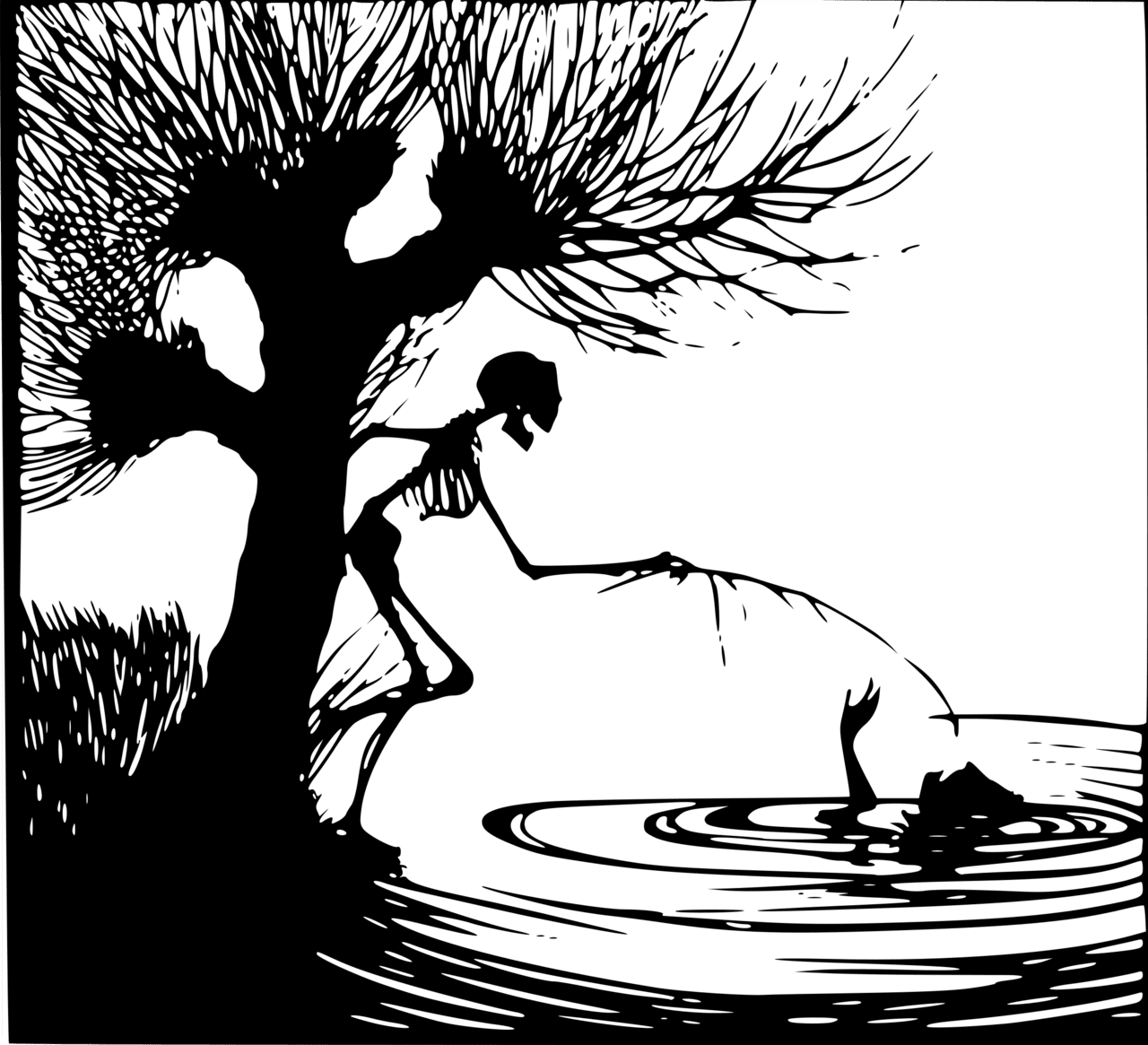 Skeleton rescuing lady from lake vector clipart image photo cc images