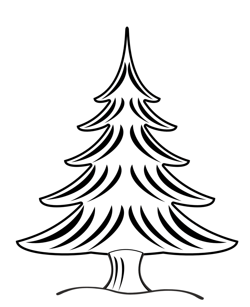 Christmas tree black and white pin page clipart clip art