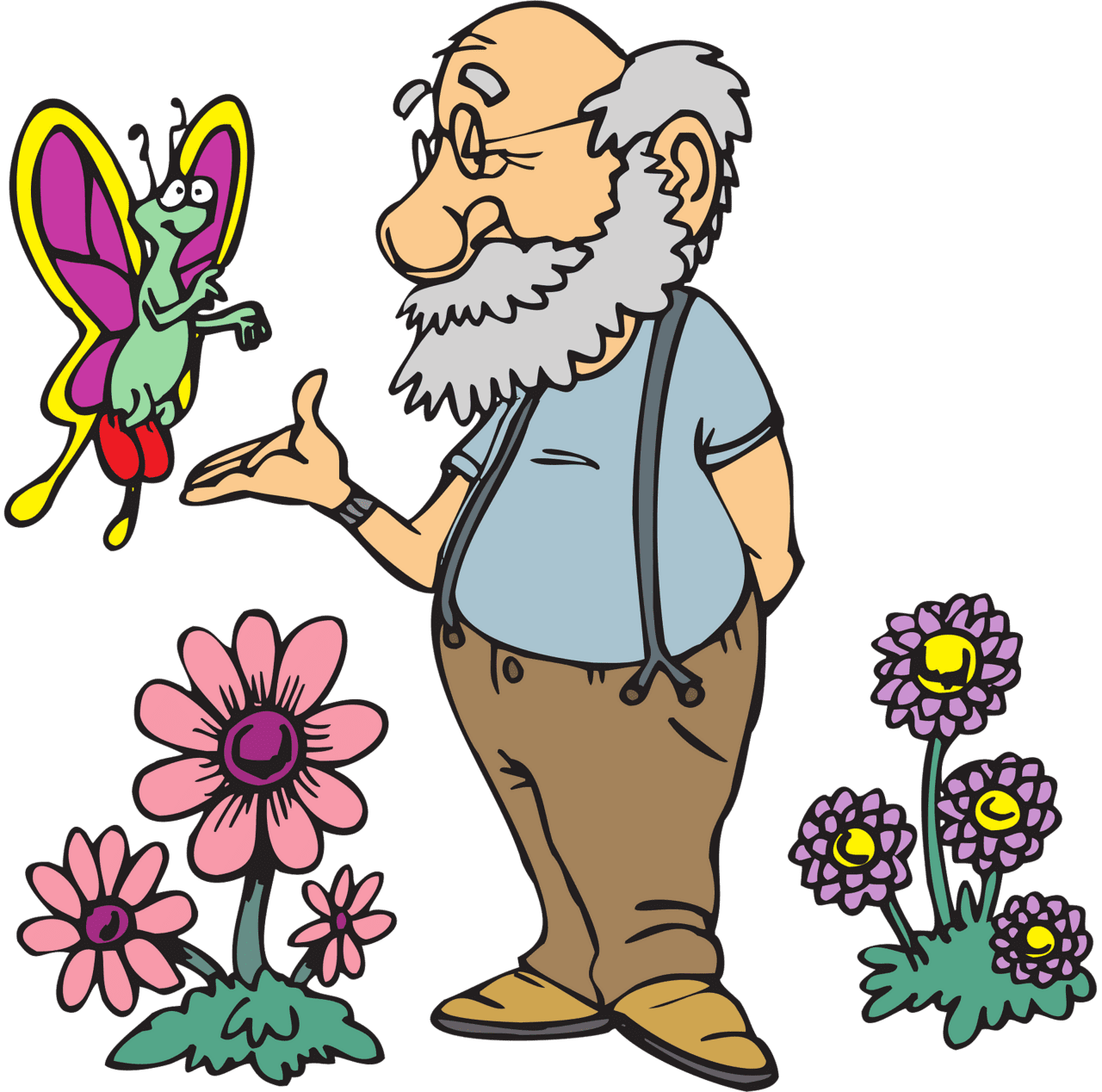 Gardening old man in hi garden vector clipart images