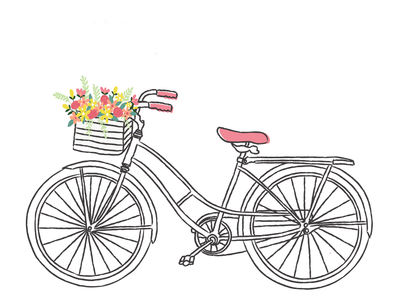 Basket romantic bicycle clipart logo