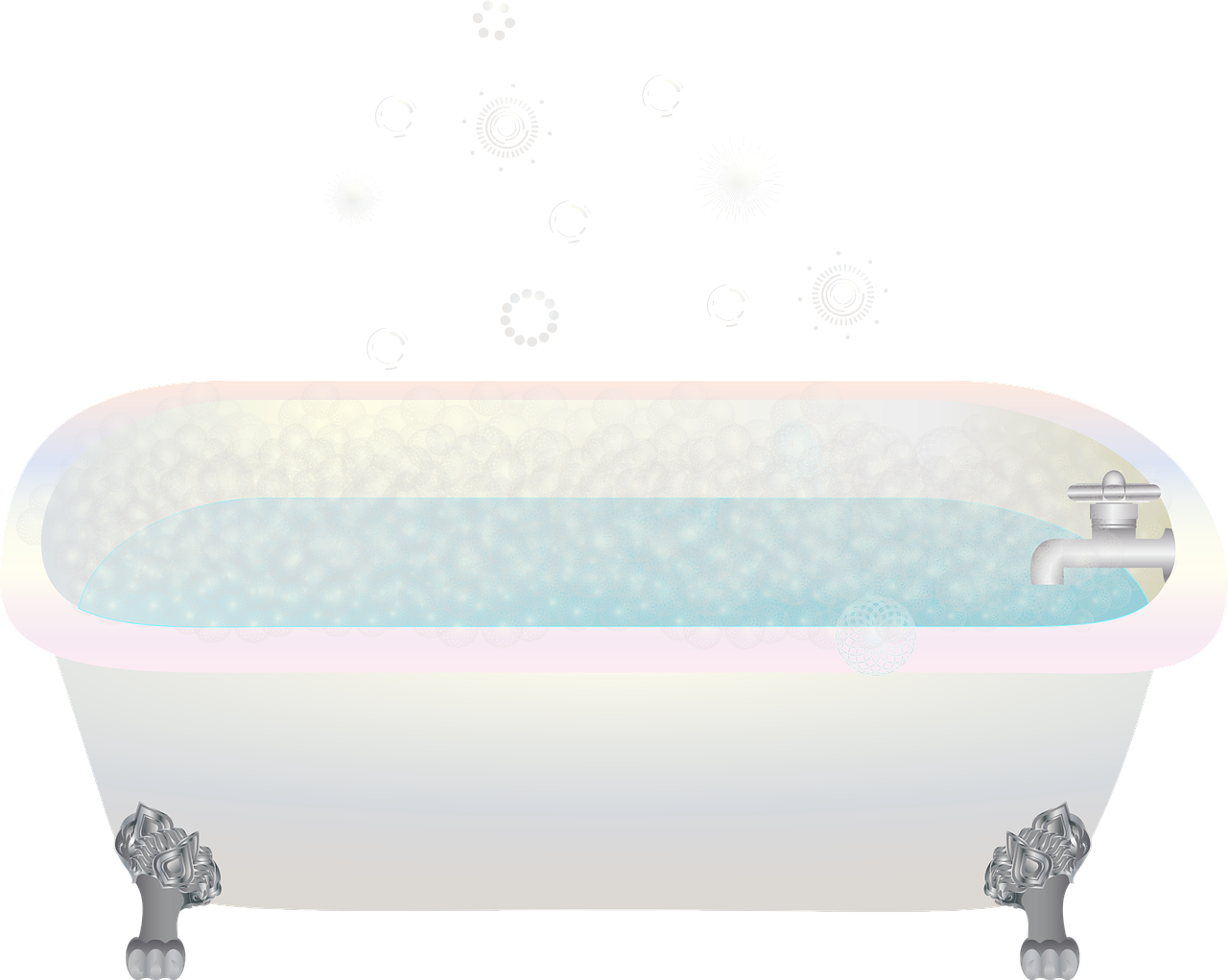 Clawfoot bathtub with bubbles clipart vector