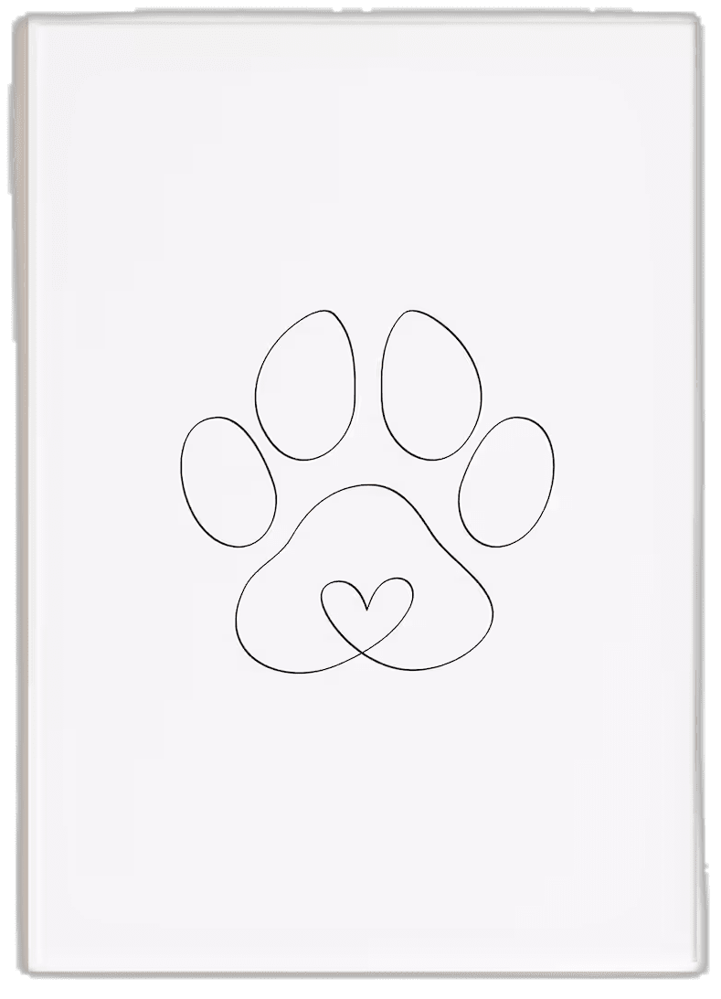 Imalist dog paw digital pr art draw outl love heart wall poster nursery puppy etsy canada clipart vector