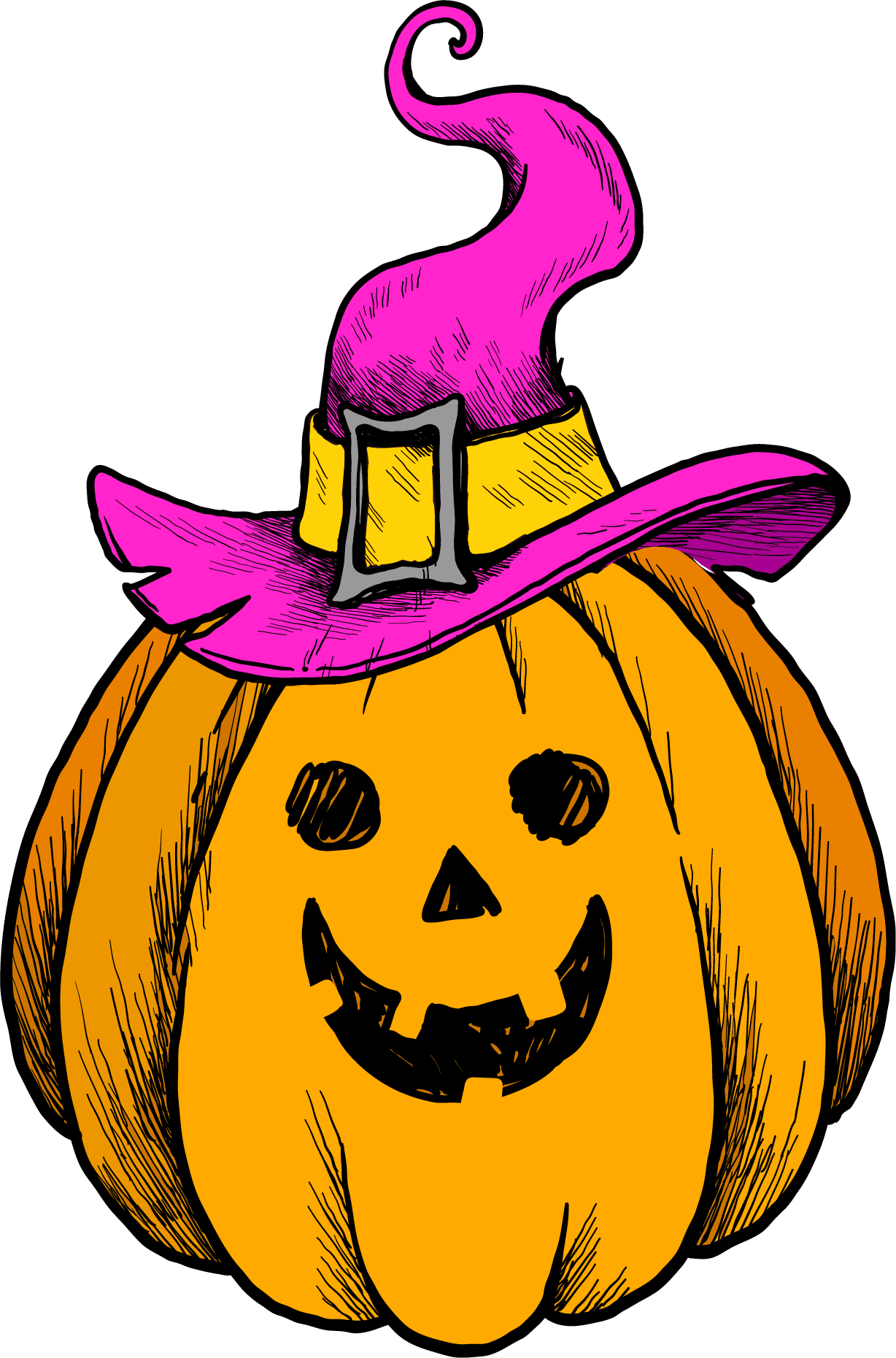 Cute pumpkin with witch hat clipart vector