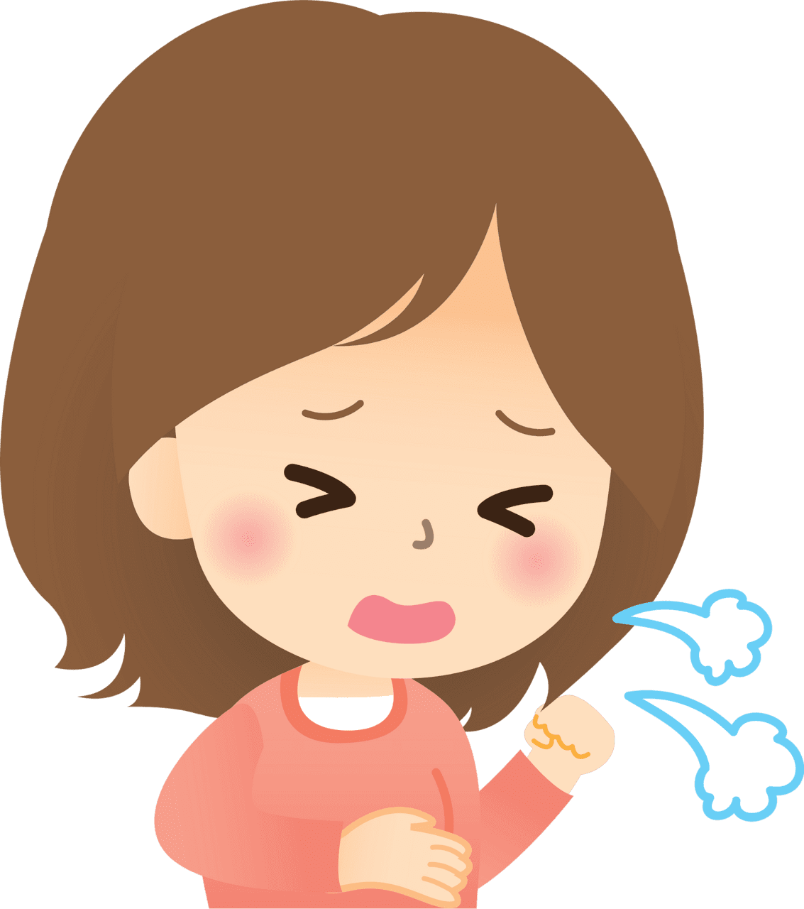 Sick girl has cold and coughs vector clipart images