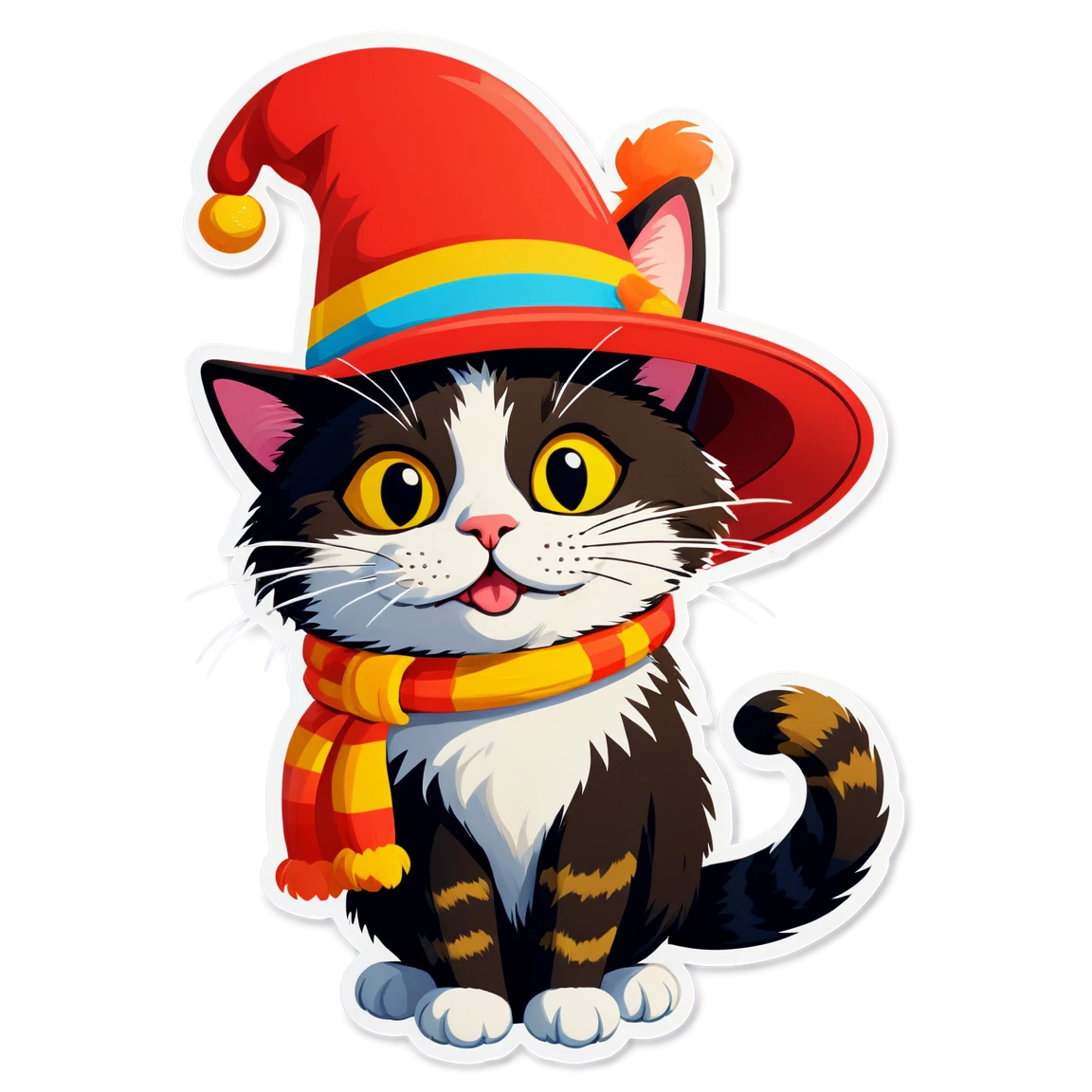 Cat in the hat silly stickers ai stickr clipart image