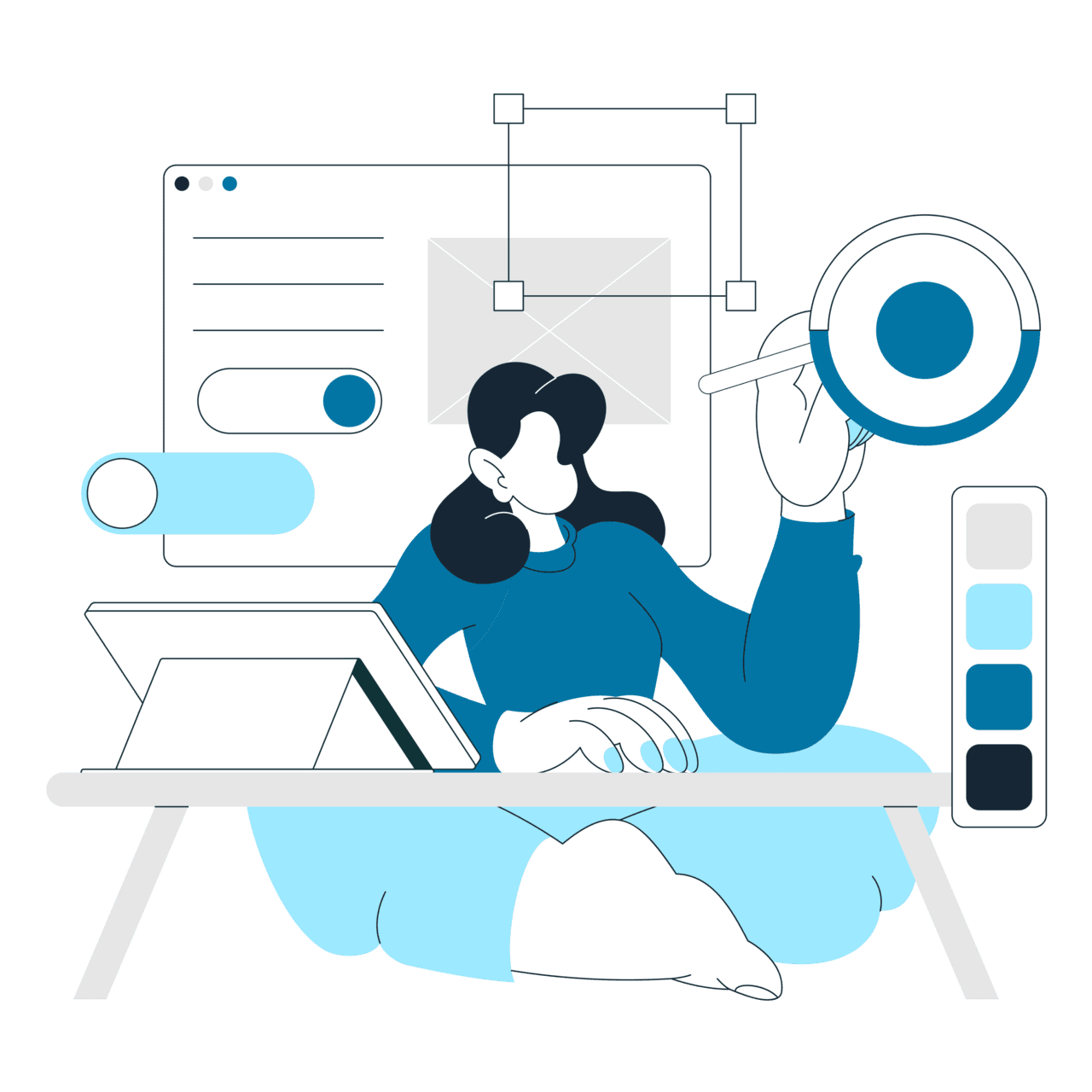 Desk woman work design clipart vector