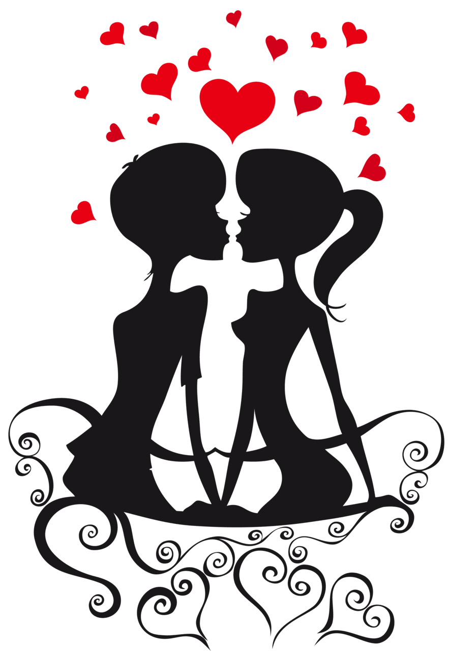 About love couple silhouettes bench with hearts clipart free