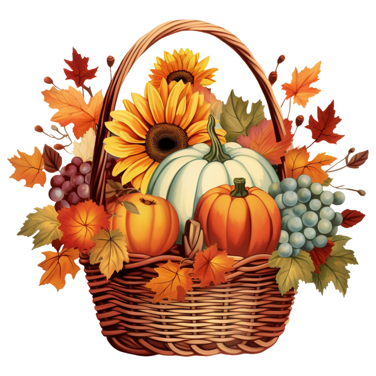 Basket watercolor autumn clip mega bundle fall season for sublimation printing clipart logo