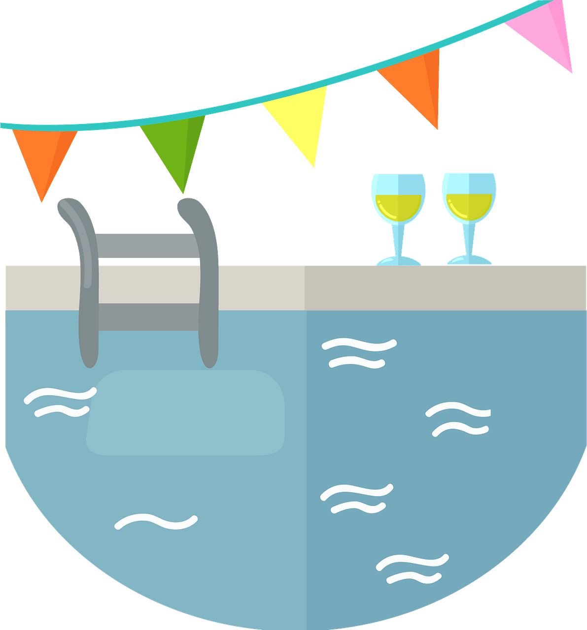 Swimming pool party vector clipart images