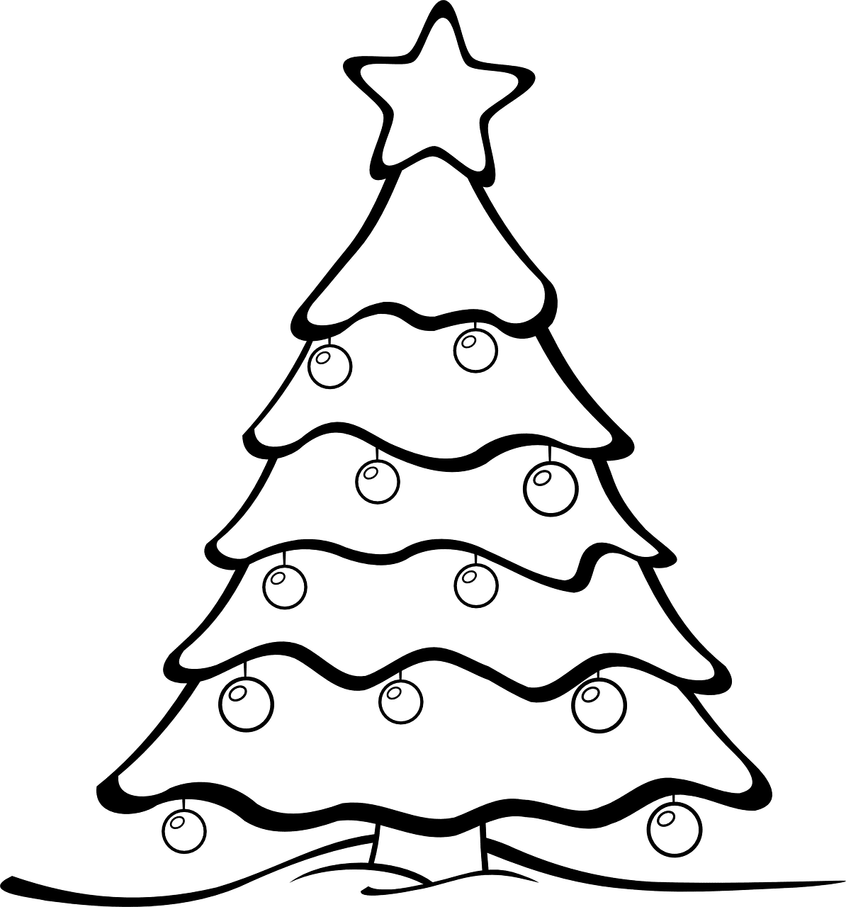 Black and white christmas printable tree coloring pages colour design your own trees clipart clip art