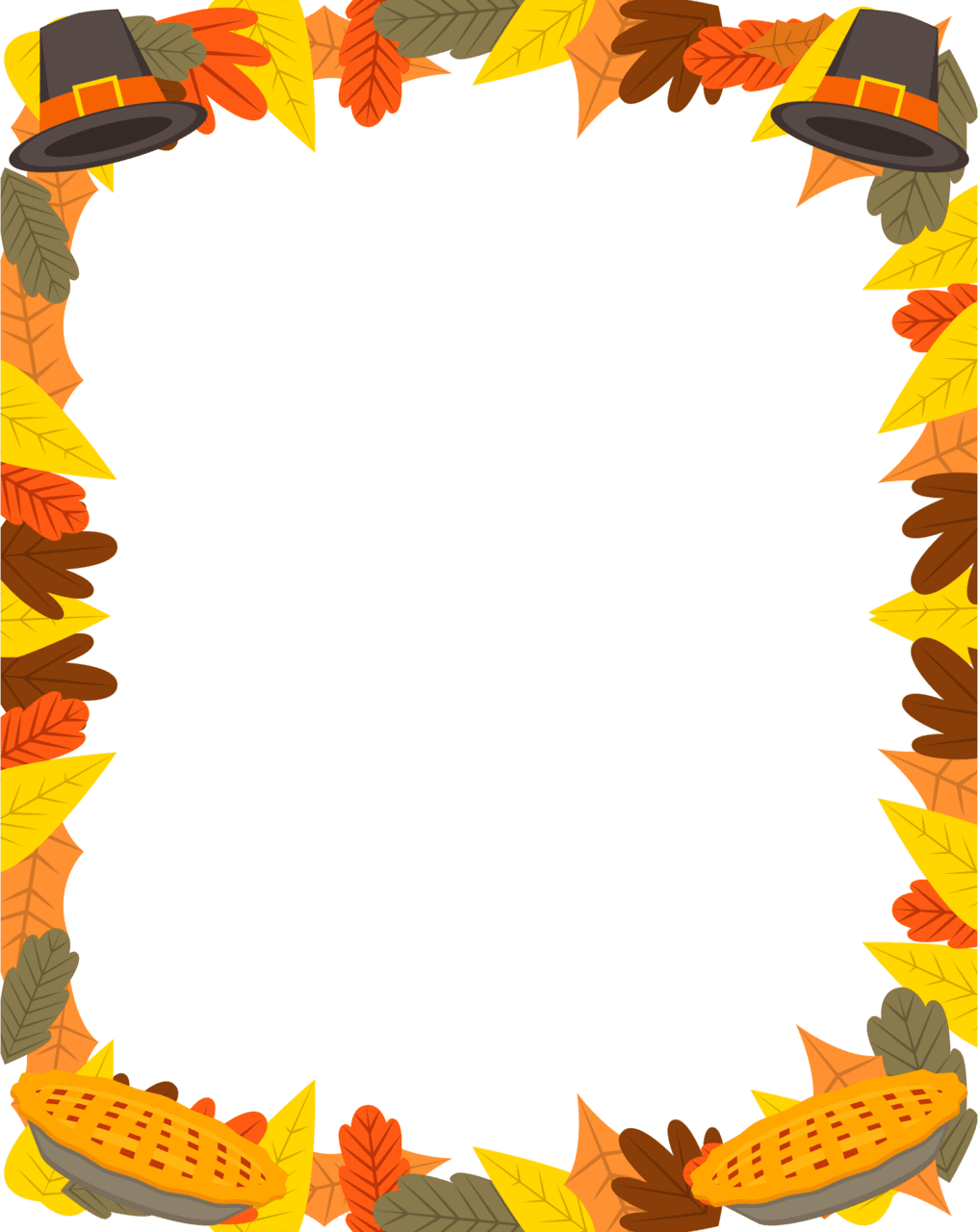 Fall border thanksgiving borders printables printablee clipart transparent