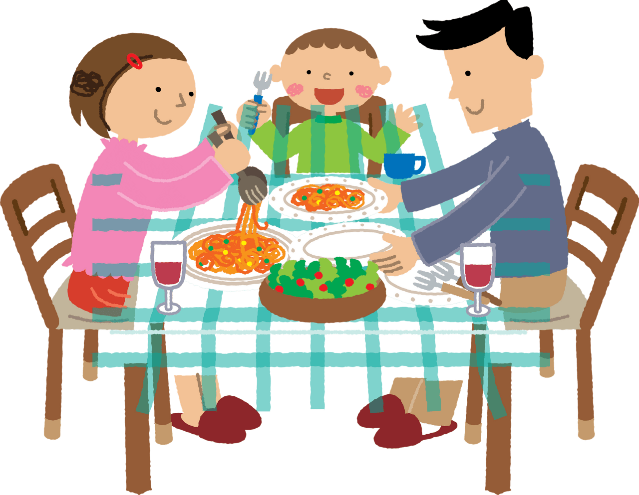 Family is eat ing meal vector clipart images