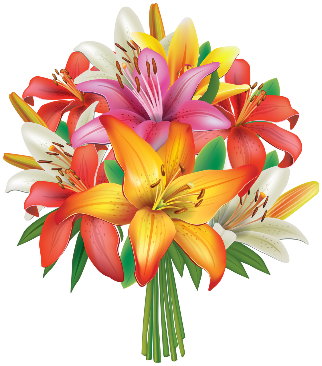 Bouquet of flowers lilies clipart image