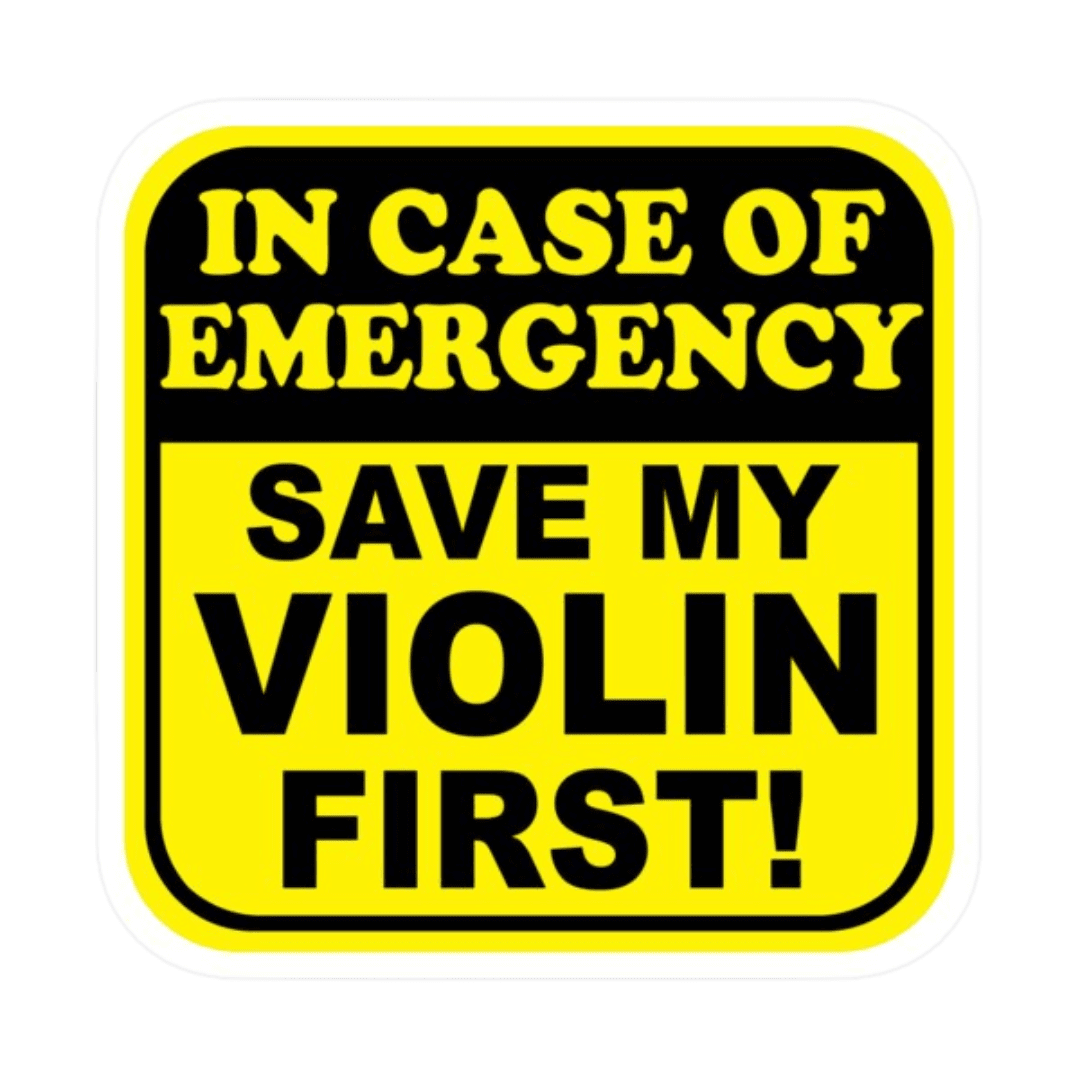 Sticker in case of emergency save my violin first clipart clip art