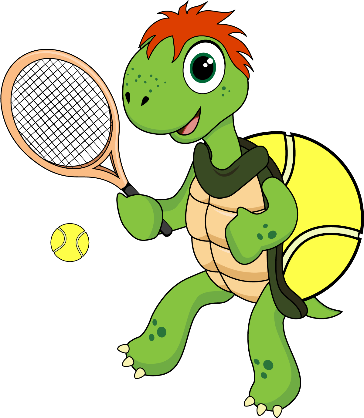 Animated tennis playing turtle clipart transparent