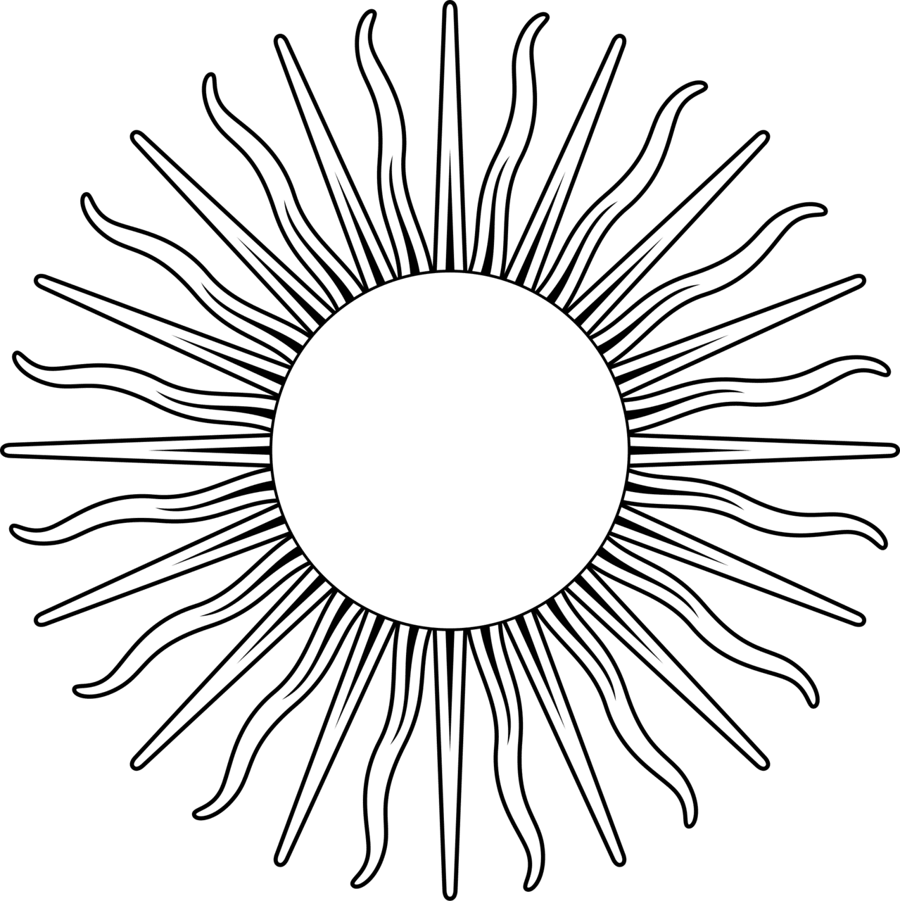 Black and white sun symbol clipart picture