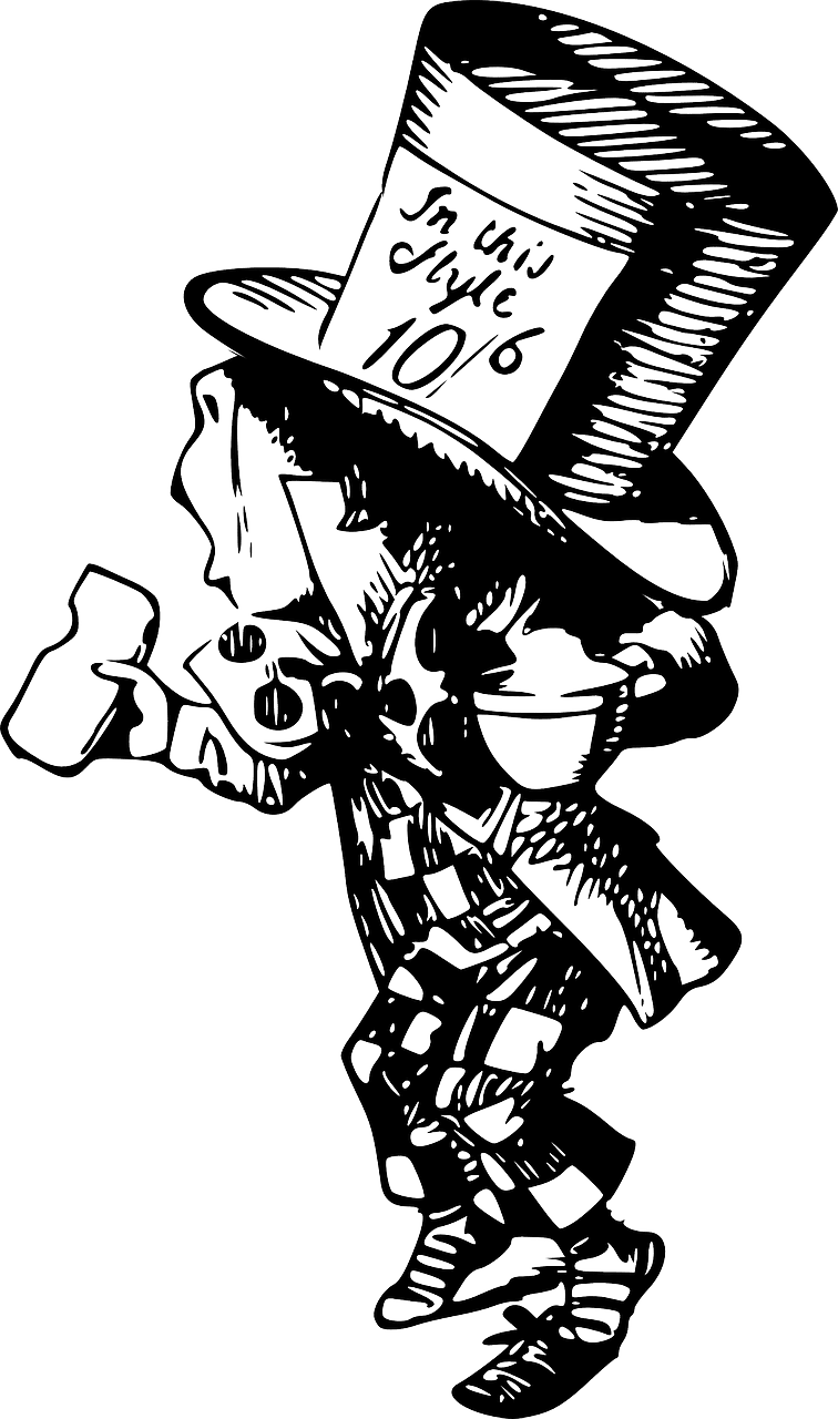 Alice in wonderland mad hatter character vector graphic clipart