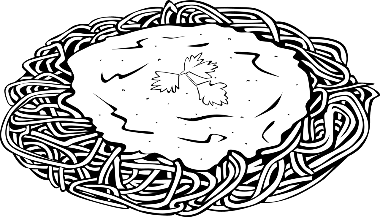 Food spaghetti clipart black and white picture