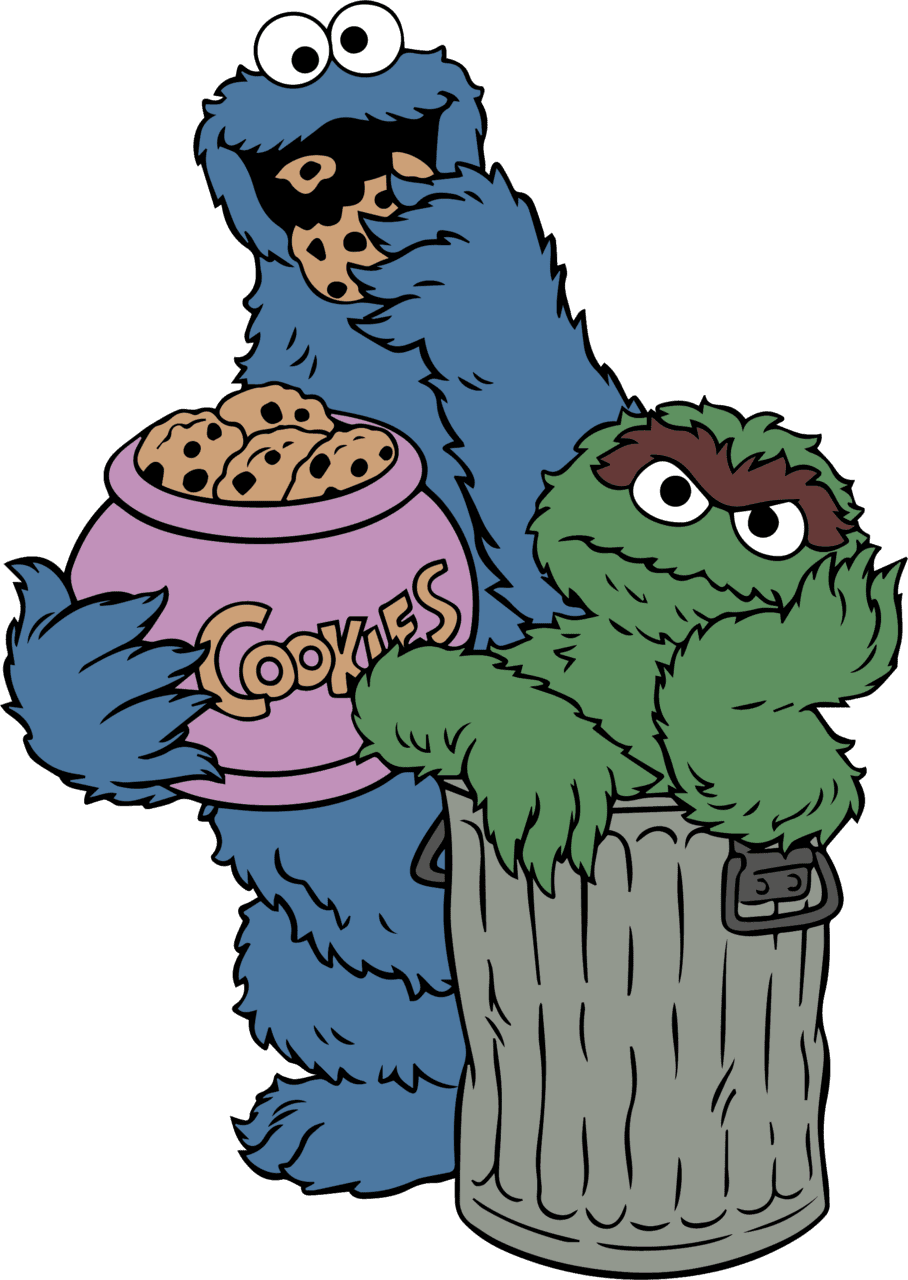 Trash cookie monsters and oscar spire uplift clipart vector